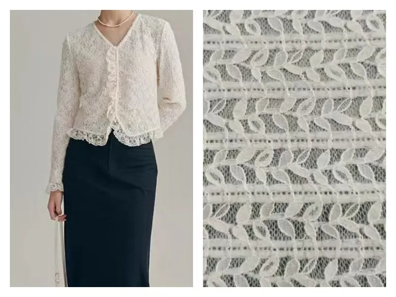 Nylon Stretch Brushed Leaf Lace Fabric 4 Nylon Stretch Brushed Leaf Lace Fabric 4